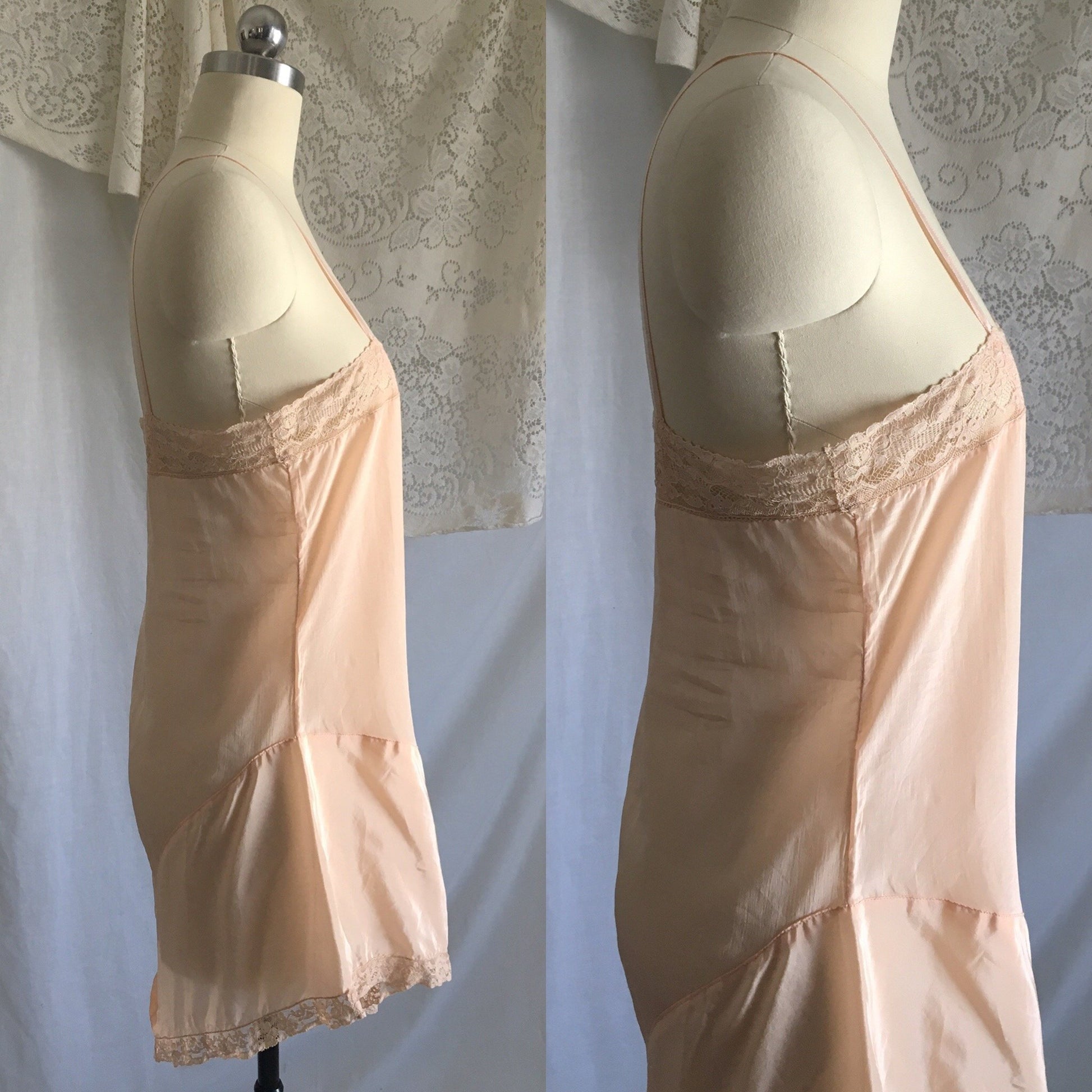 Vintage 1920's Step In Chemise | Light Pink Silk with French Finish & Ecru Lace | New Old Stock | Flapper Teddy | 20s Lingerie | Size XS - Daggers & Dames