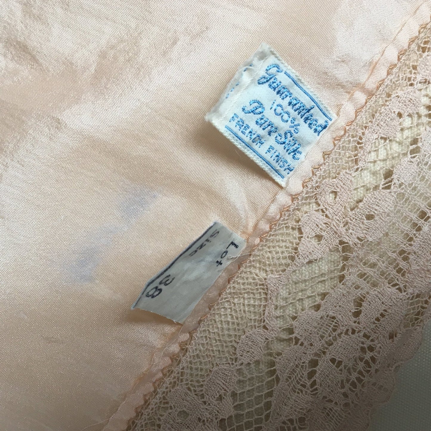 Vintage 1920's Step In Chemise | Light Pink Silk with French Finish & Ecru Lace | New Old Stock | Flapper Teddy | 20s Lingerie | Size XS - Daggers & Dames
