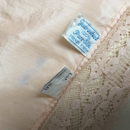 Vintage 1920's Step In Chemise | Light Pink Silk with French Finish & Ecru Lace | New Old Stock | Flapper Teddy | 20s Lingerie | Size XS - Daggers & Dames