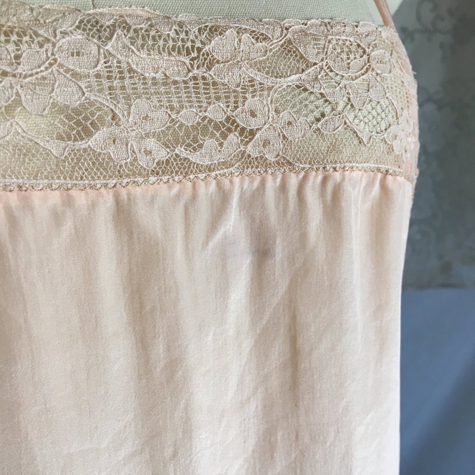 Vintage 1920's Step In Chemise | Light Pink Silk with French Finish & Ecru Lace | New Old Stock | Flapper Teddy | 20s Lingerie | Size XS - Daggers & Dames