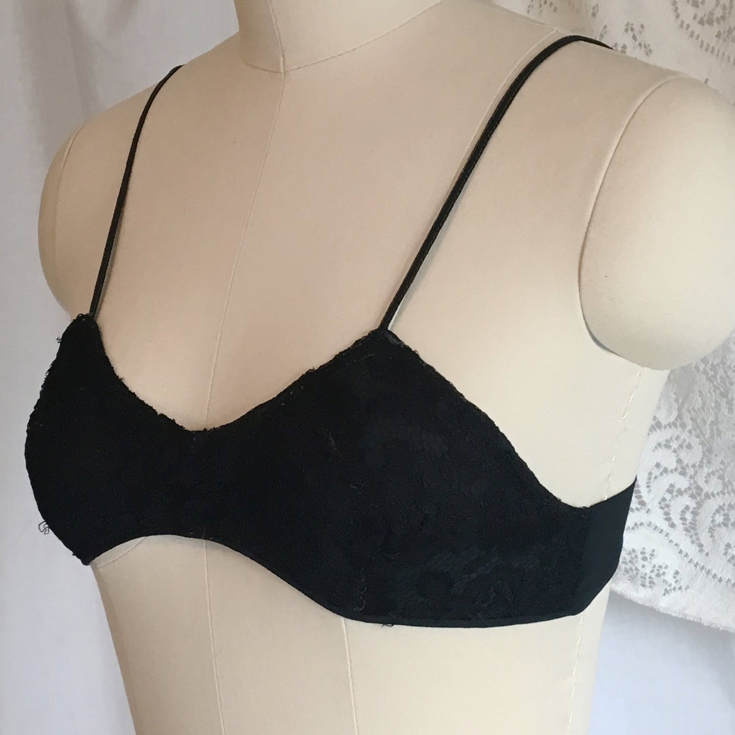 Vintage 1920's Tap Pants & Bralette | Black Silk Crepe with Chantilly Lace | French Bra and Panty Lingerie Set | Size XXS - Daggers & Dames
