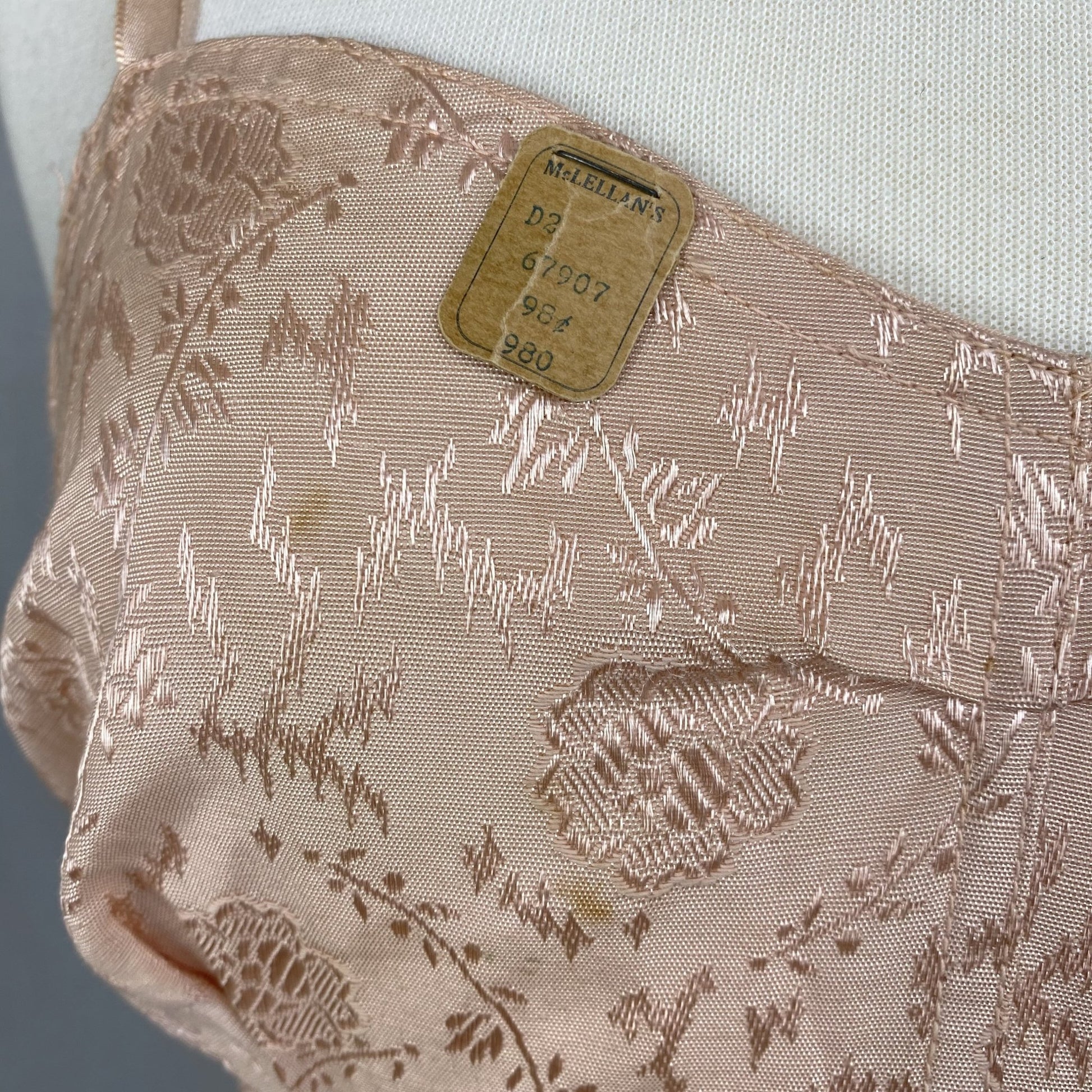 Vintage 1930's All in One Girdle | Blush Pink Satin Floral Damask with Trolley Garters | Size 42, XL | Divine Form -New Old Stock - Daggers & Dames