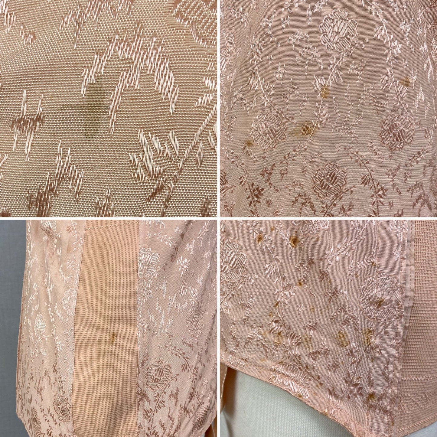 Vintage 1930's All in One Girdle | Blush Pink Satin Floral Damask with Trolley Garters | Size 42, XL | Divine Form -New Old Stock - Daggers & Dames