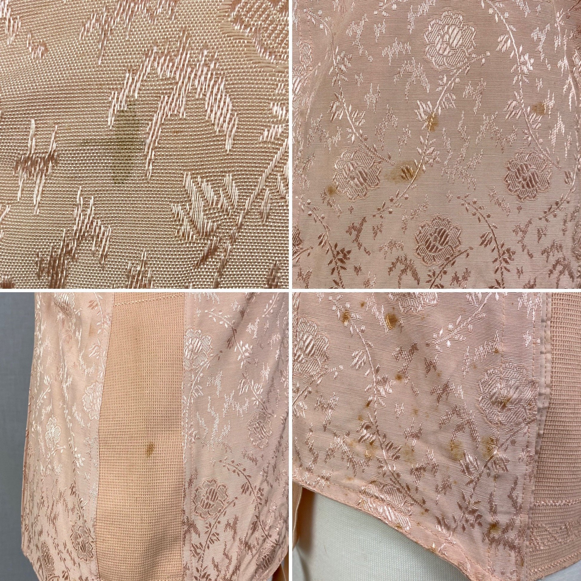 Vintage 1930's All in One Girdle | Blush Pink Satin Floral Damask with Trolley Garters | Size 42, XL | Divine Form -New Old Stock - Daggers & Dames