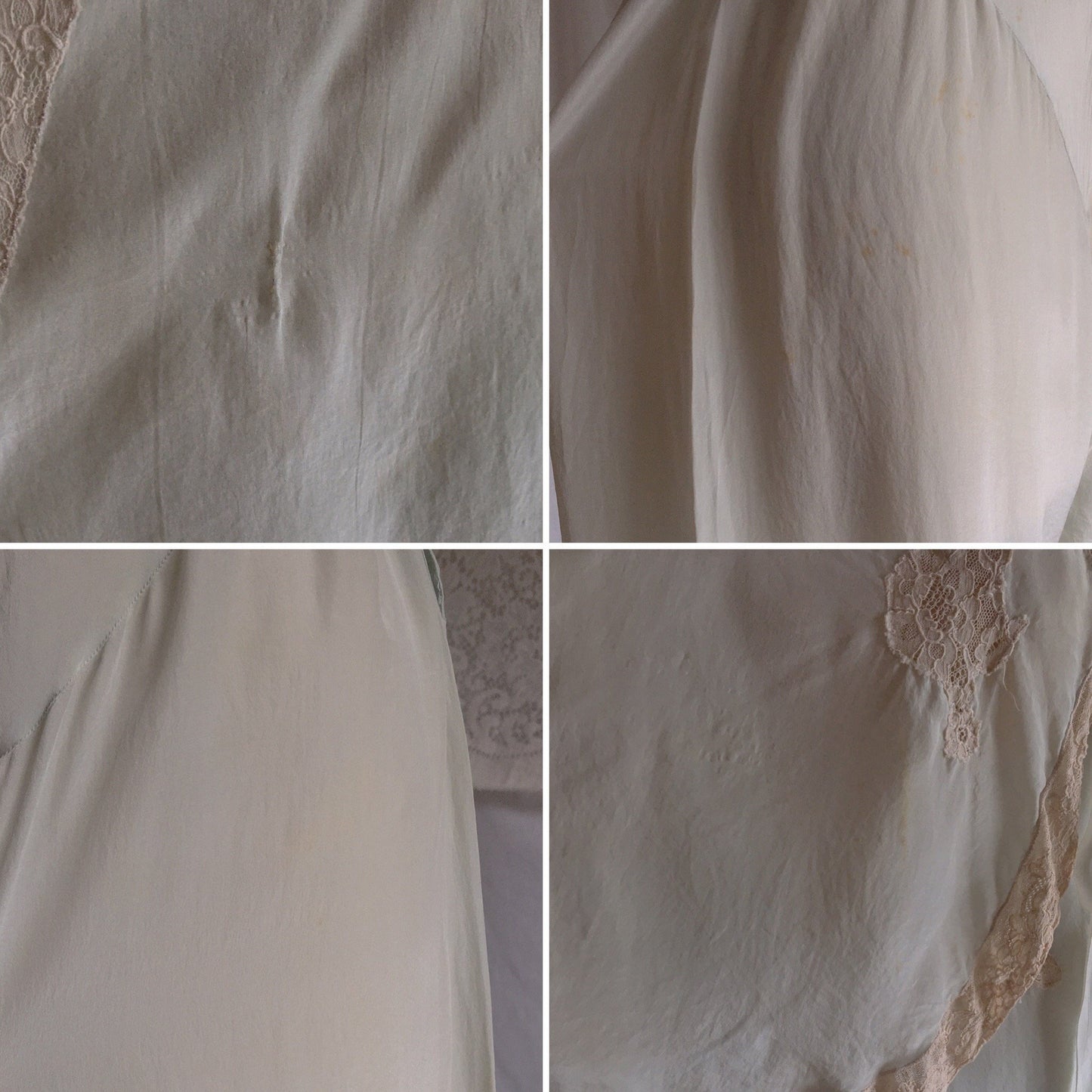 Vintage 1930's Beach Pajama Set | Pale Mint Green Silk & Ecru Lace Jumpsuit with Bed Jacket | Size S - Daggers & Dames