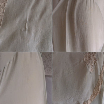 Vintage 1930's Beach Pajama Set | Pale Mint Green Silk & Ecru Lace Jumpsuit with Bed Jacket | Size S - Daggers & Dames