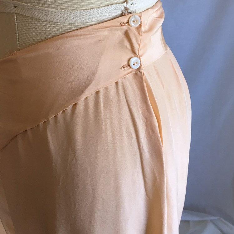 Vintage 1930's Beach Pajama Set | Rich Apricot Silk with Chiffon Inserts & Floral Embroidery | Size XS - Daggers & Dames