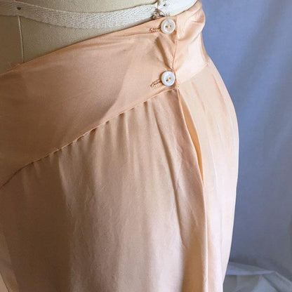 Vintage 1930's Beach Pajama Set | Rich Apricot Silk with Chiffon Inserts & Floral Embroidery | Size XS - Daggers & Dames