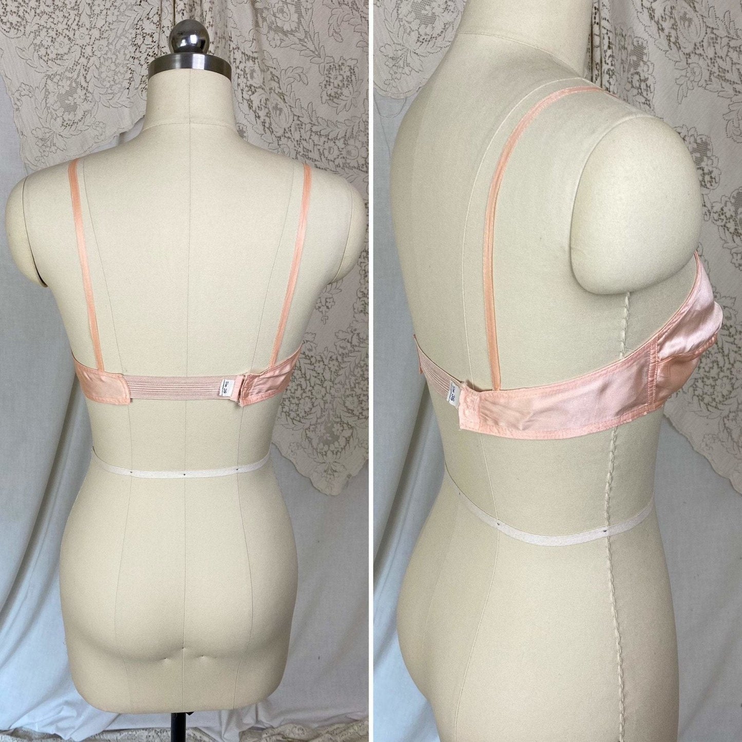 Vintage 1930's Bralette | Rose Pink Silk with Ribbon Straps | Size 32 C, 34 B | Never Worn - New Old Stock - Daggers & Dames