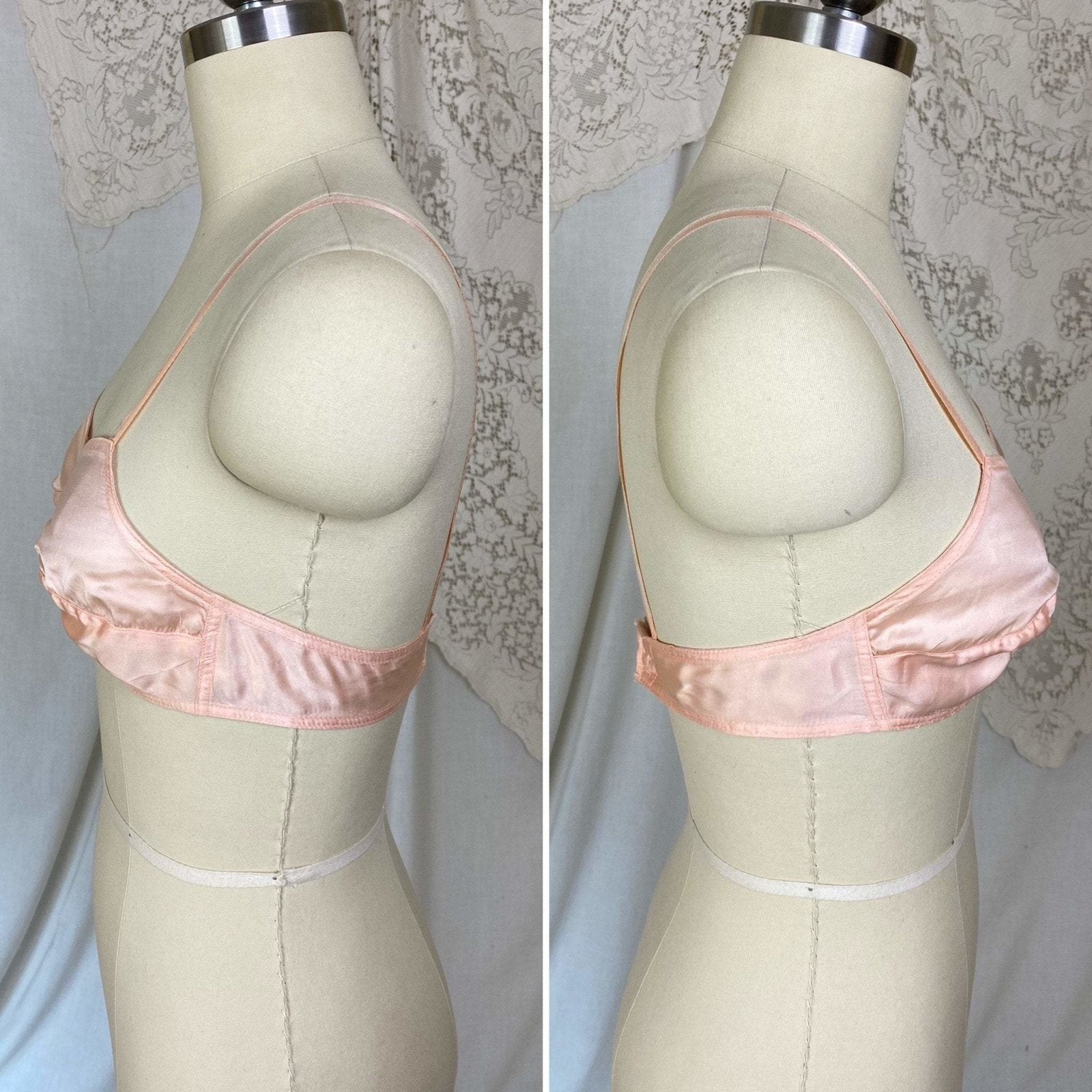 Vintage 1930's Bralette | Rose Pink Silk with Ribbon Straps | Size 32 C, 34 B | Never Worn - New Old Stock - Daggers & Dames