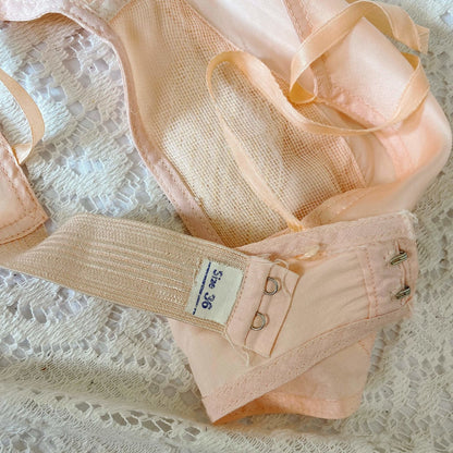 Vintage 1930's Bralette | Rose Pink Silk with Ribbon Straps | Size 32 C, 34 B | Never Worn - New Old Stock - Daggers & Dames