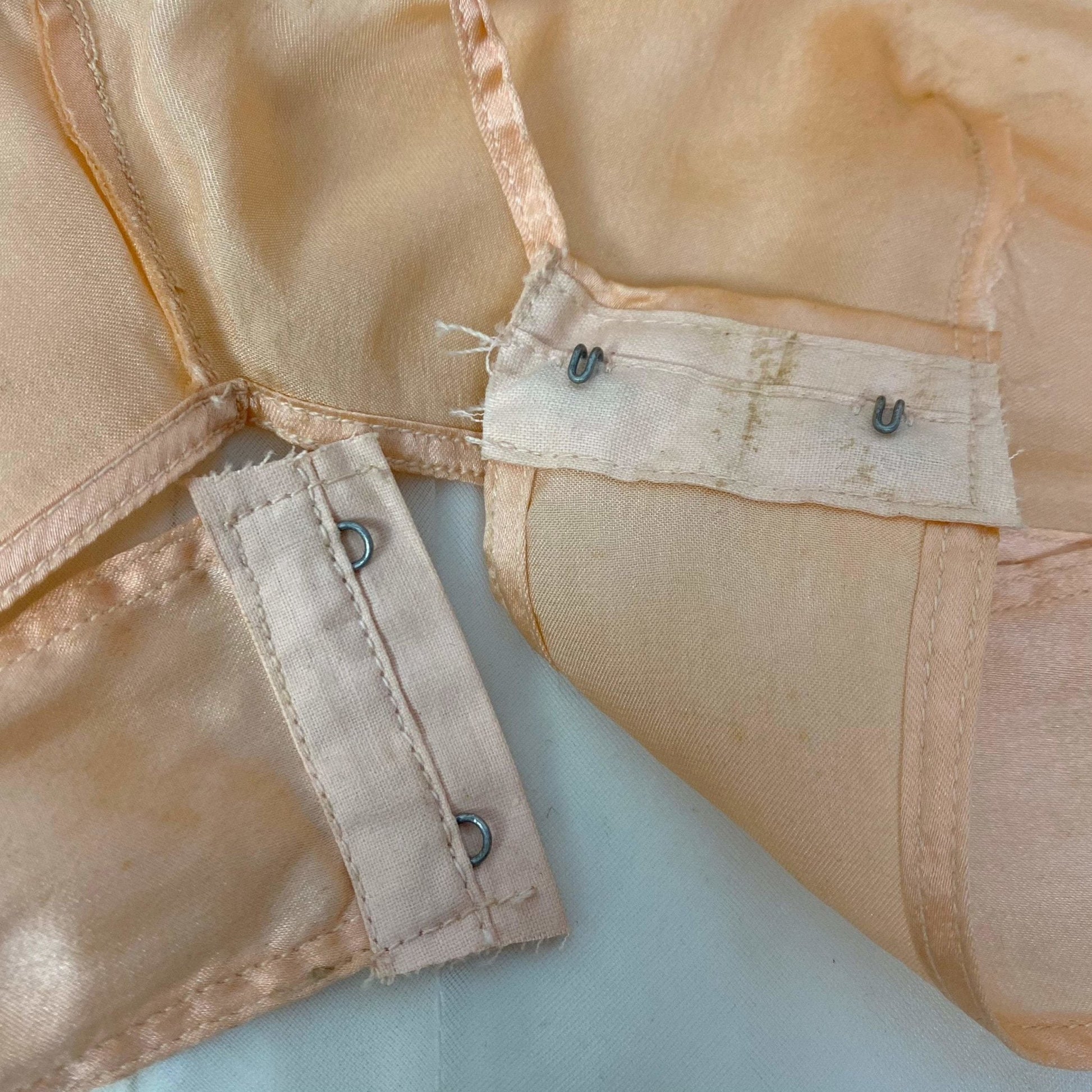 Vintage 1930's Bralette & Tap Pant Lingerie Set | Rich Apricot Silk with Mocha Lace | Size XS, 32 B | NRA Label -Never Worn - Daggers & Dames