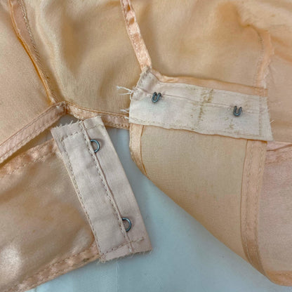 Vintage 1930's Bralette & Tap Pant Lingerie Set | Rich Apricot Silk with Mocha Lace | Size XS, 32 B | NRA Label -Never Worn - Daggers & Dames