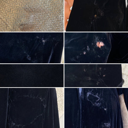 Vintage 1930's Dress | Deep Black Silk Velvet with Gold Lamé Sleeves | Size S, M | Roy H. Bjorkman - Daggers & Dames