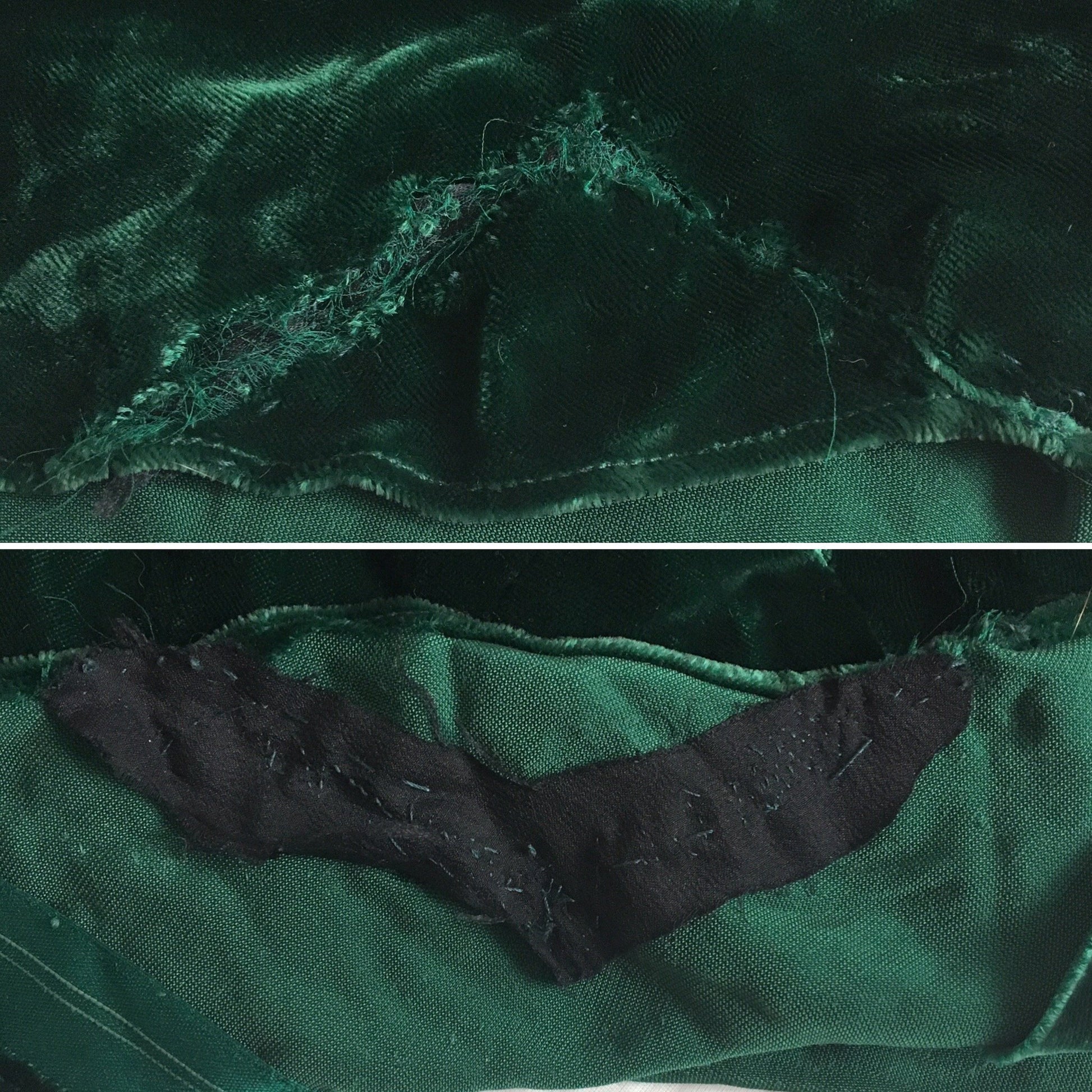 Vintage 1930's Dress | Emerald Green Velvet with Rhinestone Buttons & Open Back | Size XS - Daggers & Dames