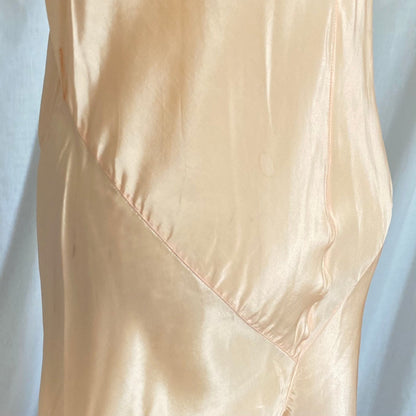 Vintage 1930's Jumpsuit Beach Pajamas | Pale Apricot Silk with Floral Cotton Lace | Size XS, S | Deadstock, Never Worn - Daggers & Dames