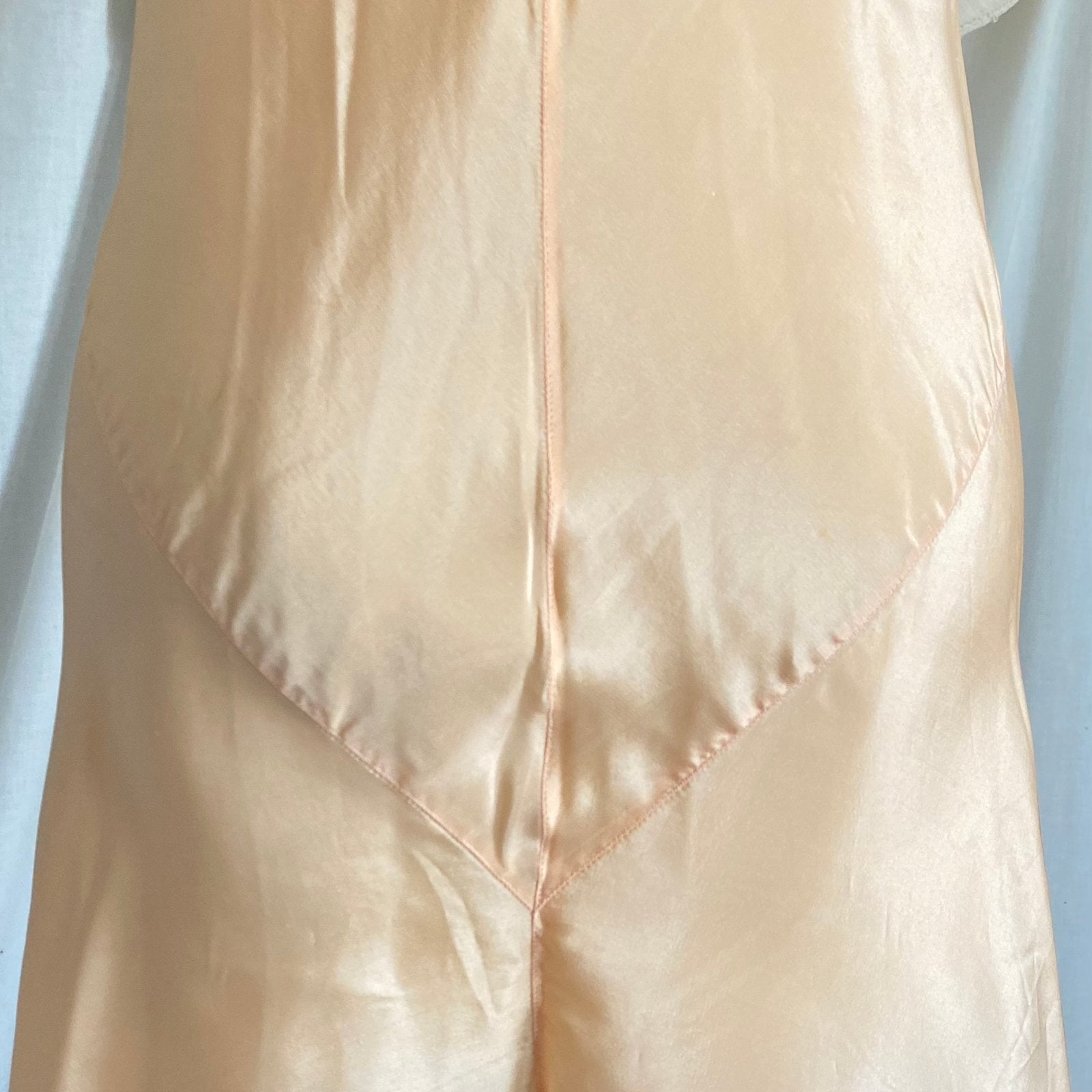 Vintage 1930's Jumpsuit Beach Pajamas | Pale Apricot Silk with Floral Cotton Lace | Size XS, S | Deadstock, Never Worn - Daggers & Dames