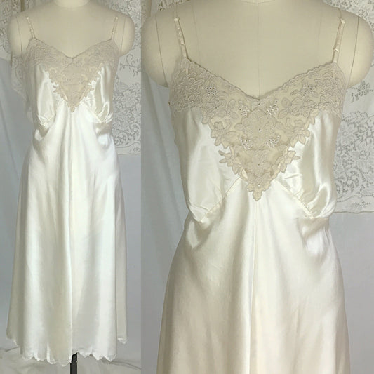Vintage 1930's Lingerie Set | Ivory Silk with Ecru Embroidered Lace Slip with Bralette & Tap Pants | New in Box - H.C. Capwells | Size M - Daggers & Dames