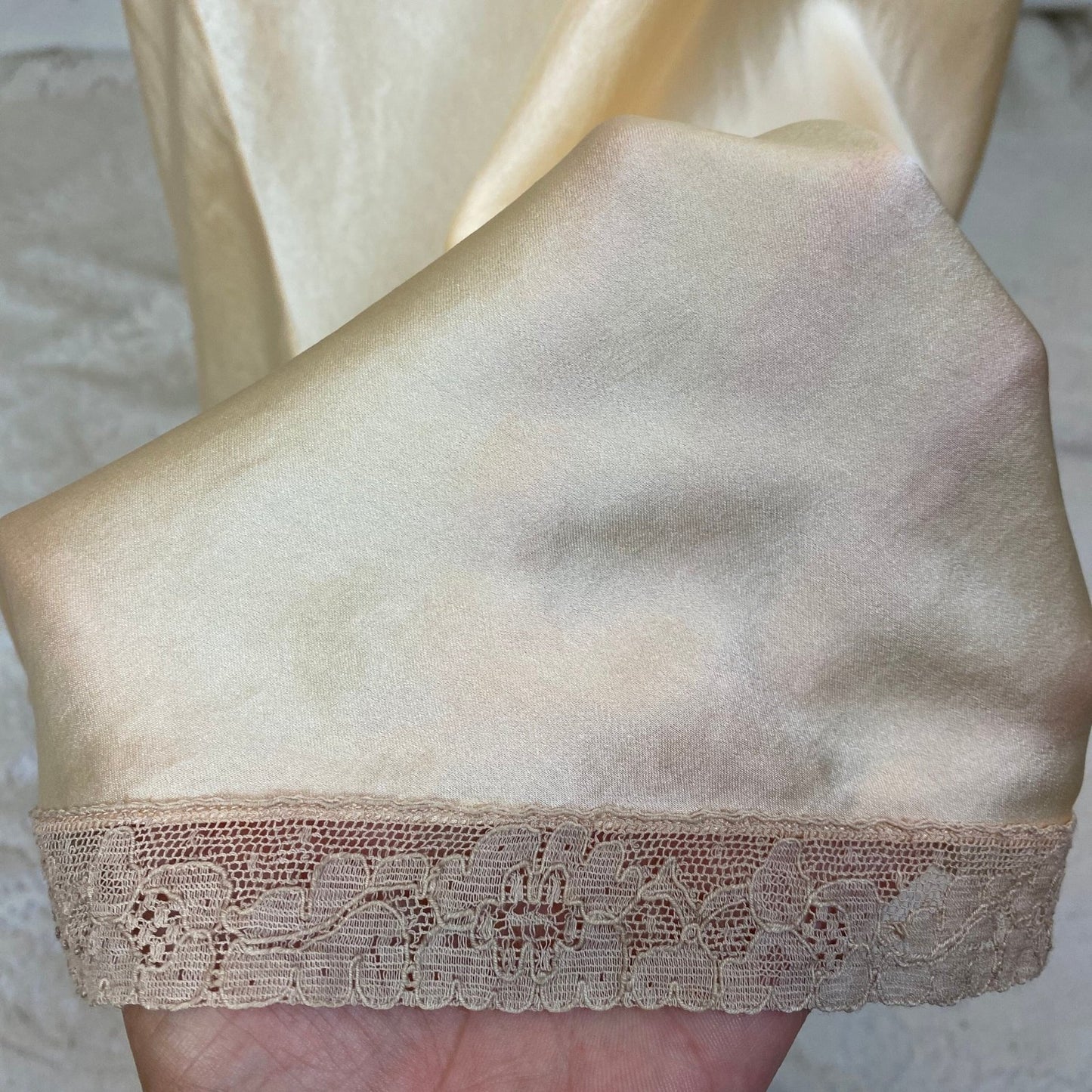 Vintage 1930's Nightgown | Champagne Silk with Warm Nude Lace | Size S, M - Daggers & Dames