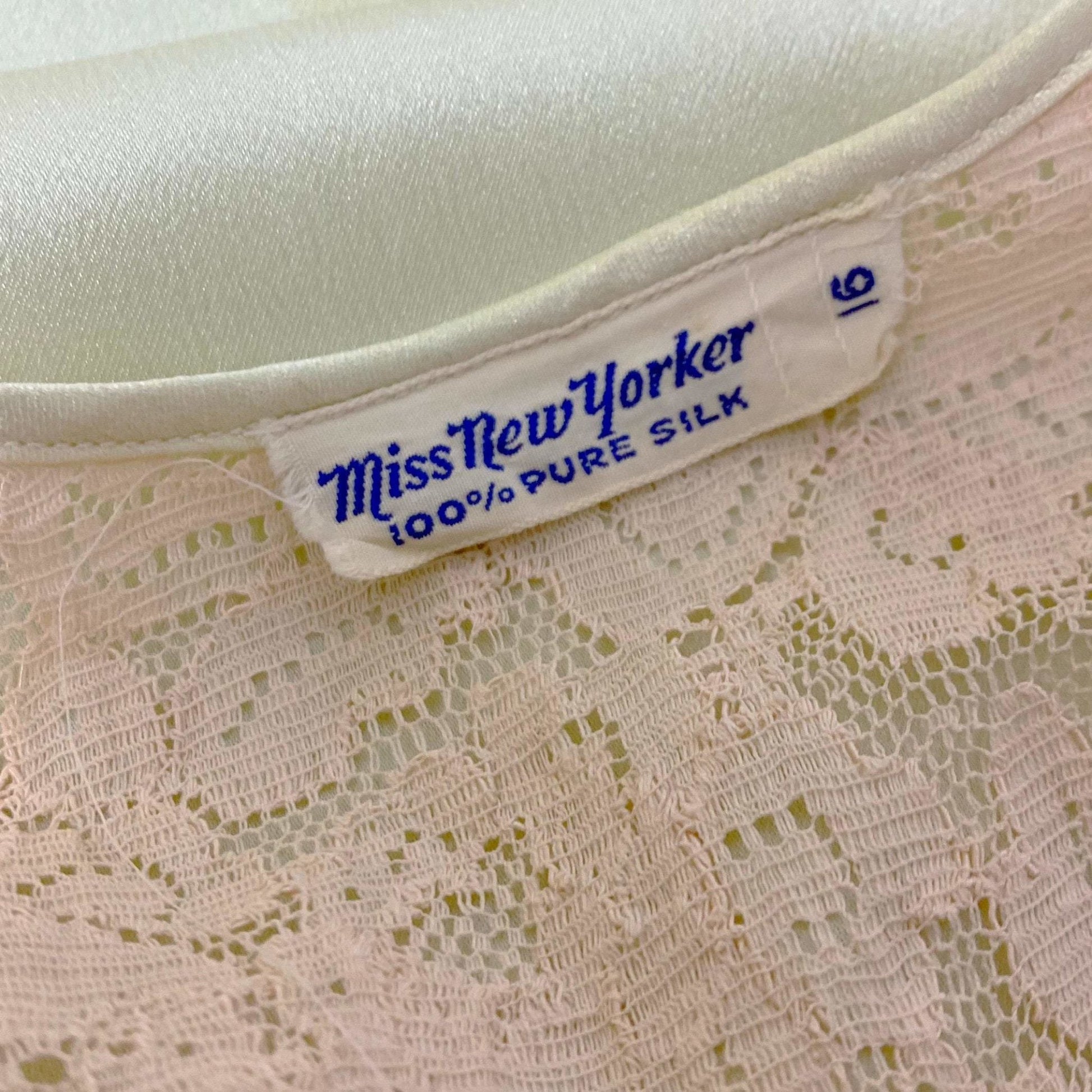 Vintage 1930's Nightgown | Pale Mint Green Silk with Ivory Lace & Open Back | Size 32-34, XS | Miss New Yorker - Daggers & Dames