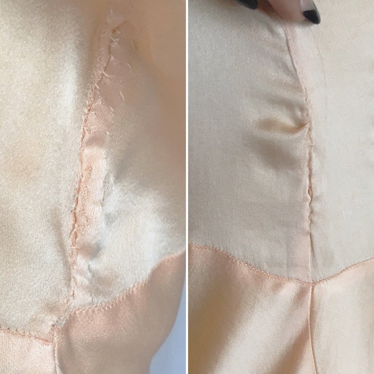 Vintage 1930's Nightgown | Pale Peach Silk with Embroidered Alençon Lace | Size XS, S - Daggers & Dames