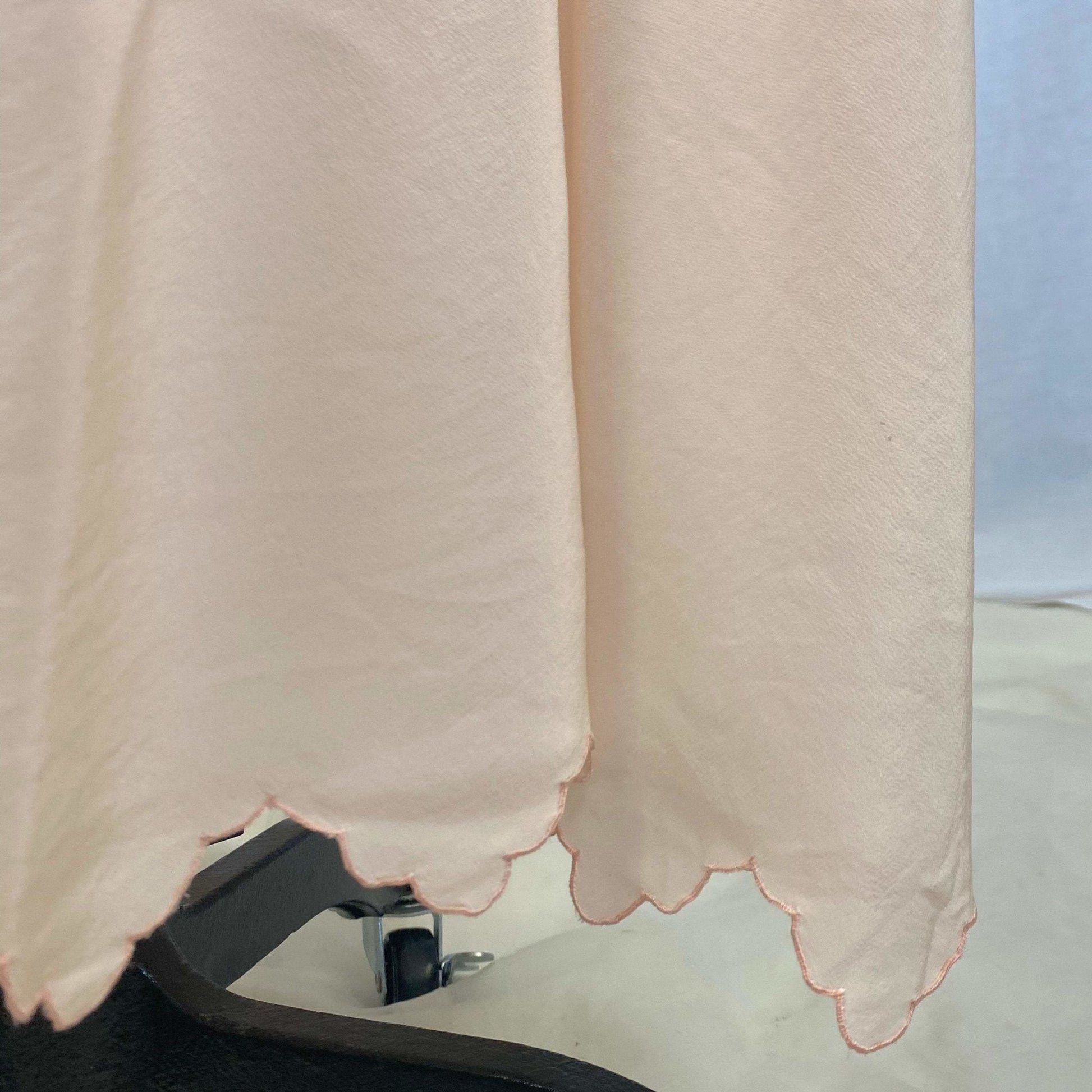 Vintage 1930's Nightgown | Powder Pink Silk with Heavy Embroidery & Scalloped Hem | Size M, LG - Daggers & Dames