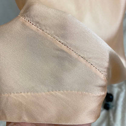 Vintage 1930's Nightgown | Rich Blush Pink Silk with Floral Chantilly Lace & Embroidery | Size XS, S | Marshall Field's and Company - Daggers & Dames