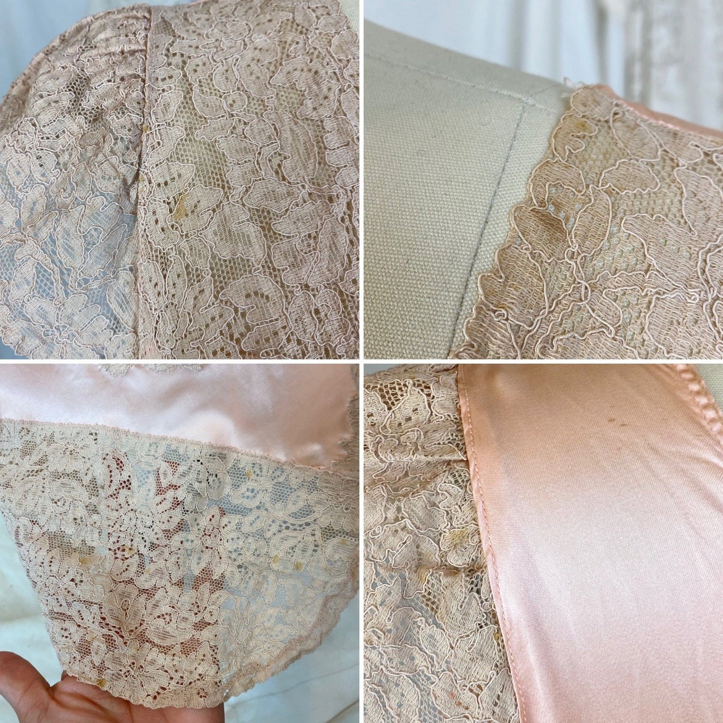 Vintage 1930's Nightgown | Rich Peachy Pink Silk with Nude Floral Lace | Size M | A 'Ful-Fashiond' Product - Daggers & Dames