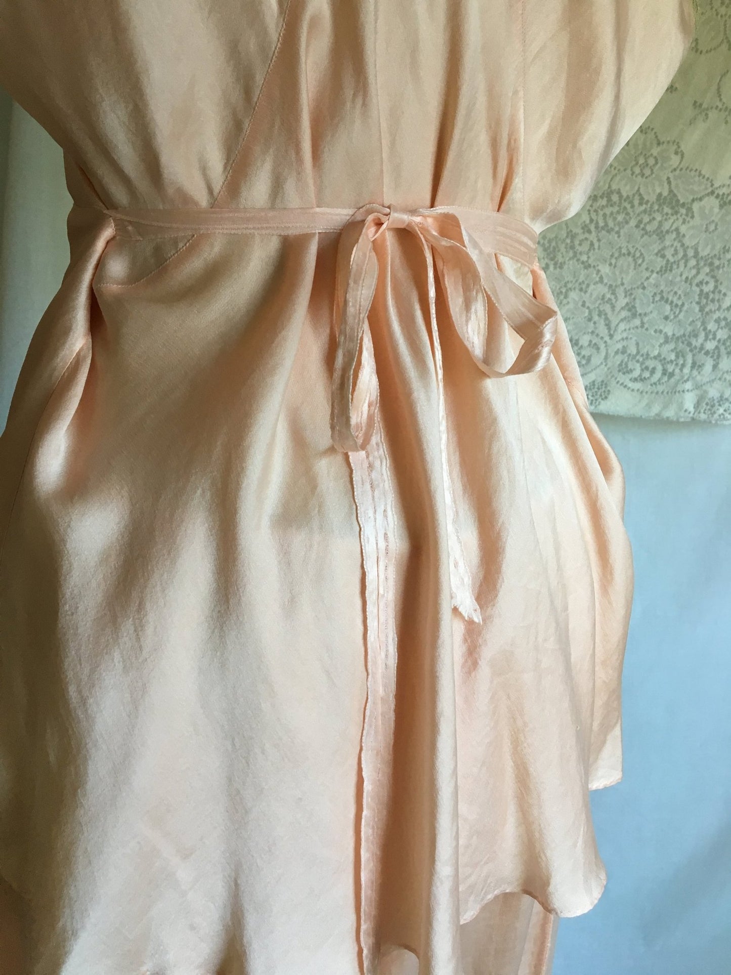 Vintage 1930's Pajama Set | Rose Gold Pink Silk with Blush Alençon Lace | Size XLG - Daggers & Dames