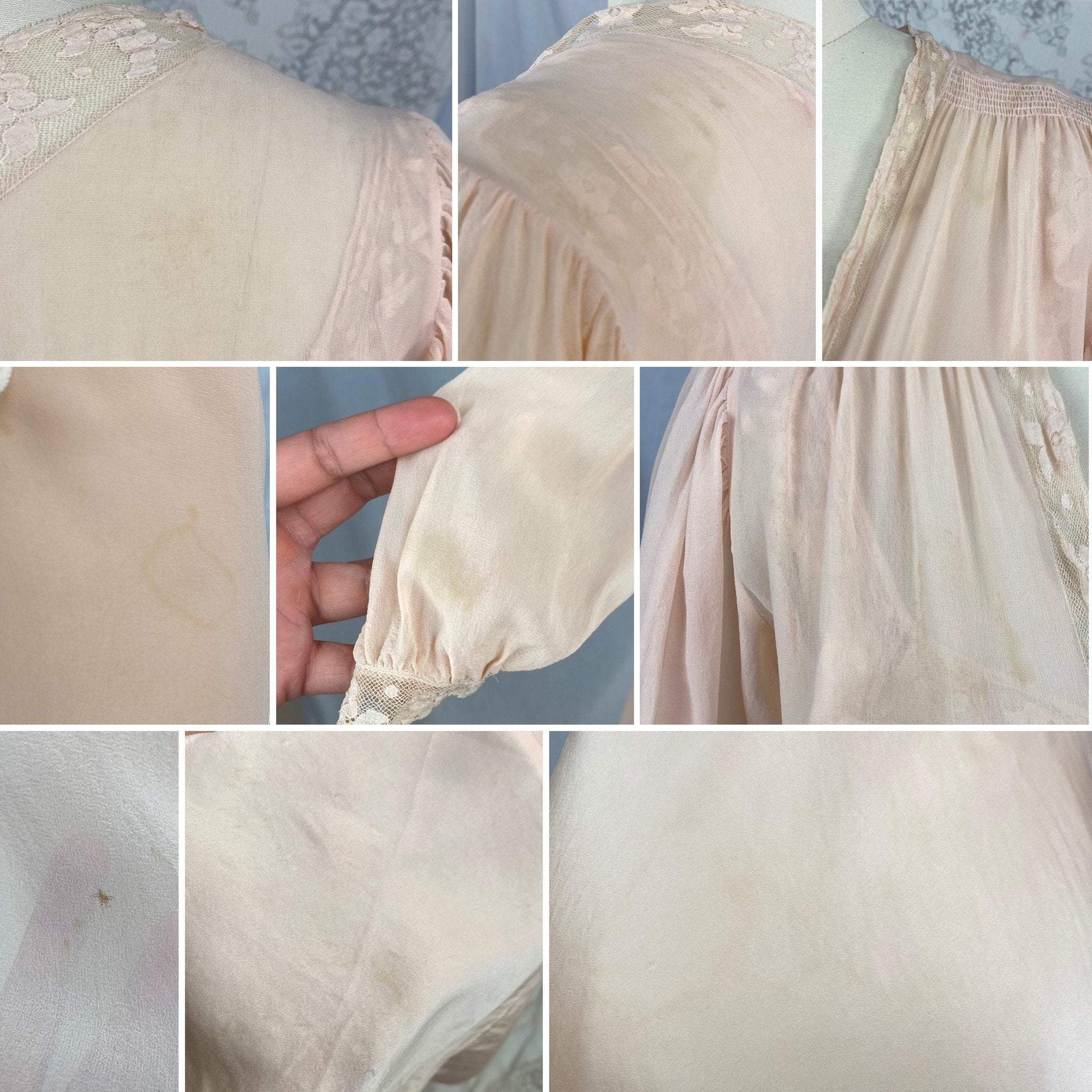 Vintage 1930's Peignoir Set | Dusty Rose Silk Gown with Ivory Floral Lace & Chiffon Dressing Robe | Size S, M | Wonder Maid - Daggers & Dames
