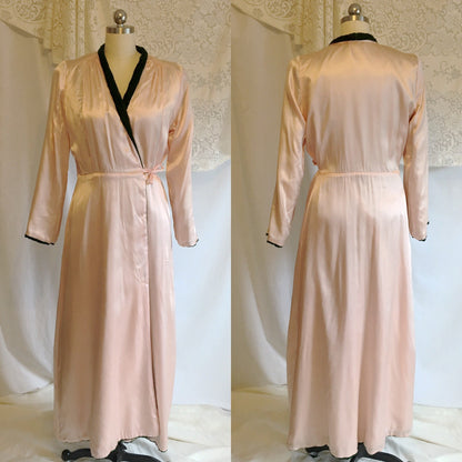 Vintage 1930's Robe | Quilted Emerald Green Velvet with Pale Pink Rayon Satin Lining | Reversible Housecoat | Size S - Daggers & Dames