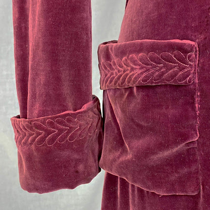 Vintage 1930's Robe | Rich Mulberry Purple Velveteen Matching Belt & Trapunto Stitching | Size M, LG | Bonwitt Teller - Daggers & Dames