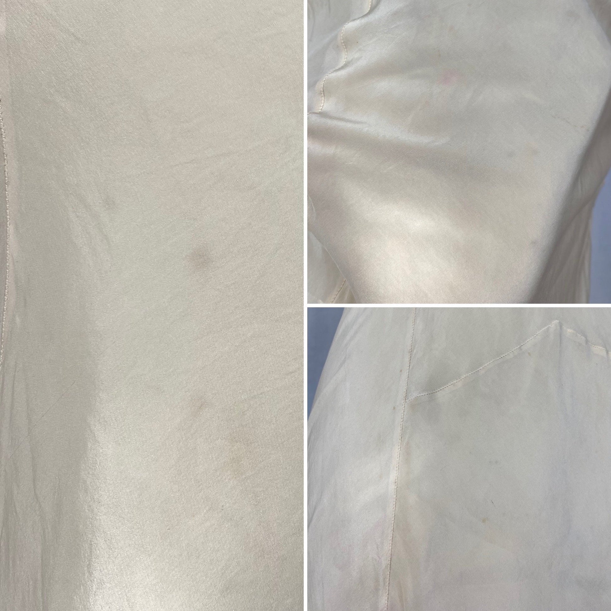Vintage 1930's Slip | Ivory Silk Crepe Gartiere with Lace | Size XS | Bryn Mawr - Daggers & Dames