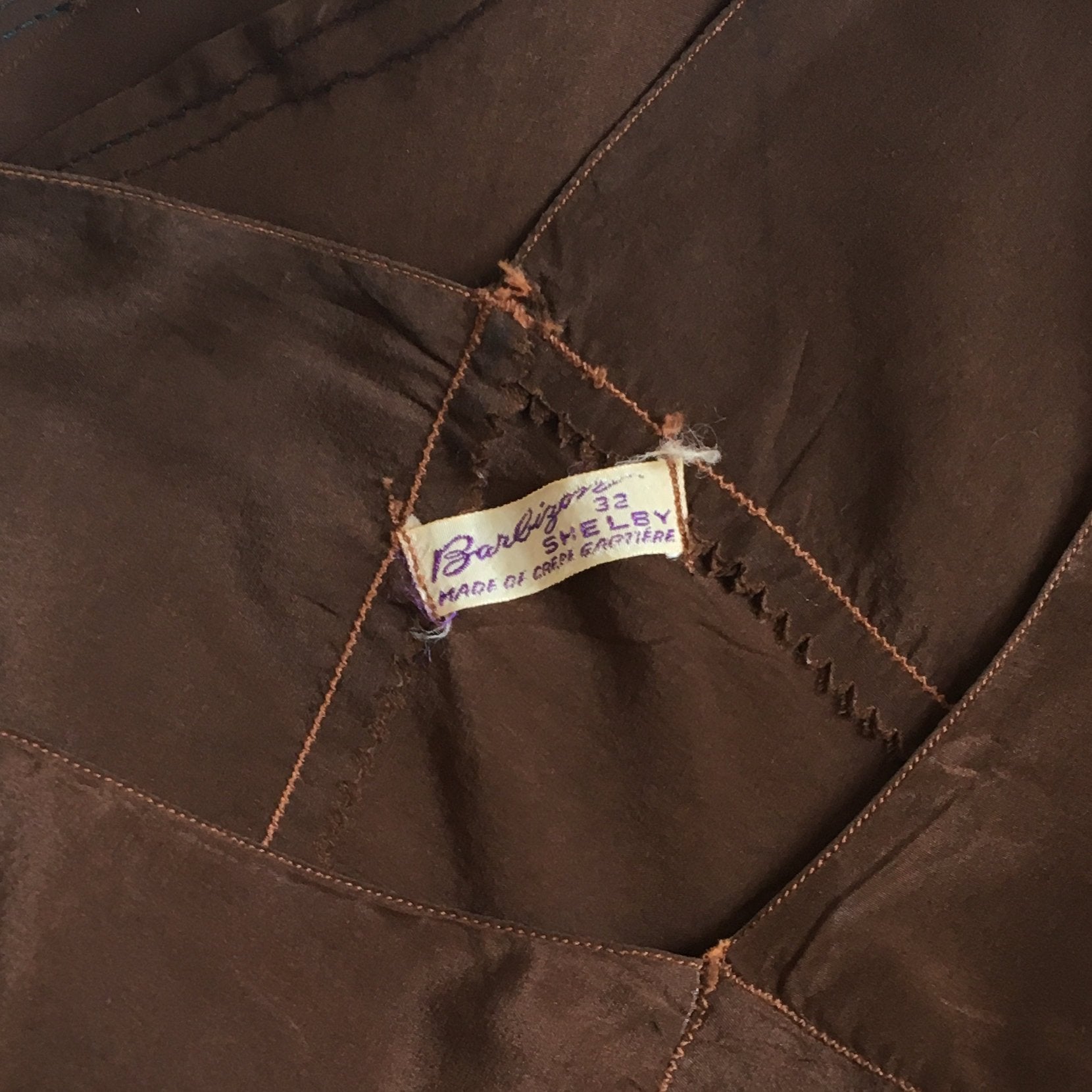 Vintage 1930's Slip | Mocha Brown Silk Crepe de Chine with Bias Cut | Barbizon | Size XS, Petite - Daggers & Dames