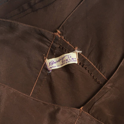Vintage 1930's Slip | Mocha Brown Silk Crepe de Chine with Bias Cut | Barbizon | Size XS, Petite - Daggers & Dames