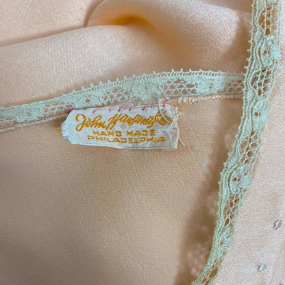 Vintage 1930's Slip | Rich Peach Silk Charmeuse with Embroidery | Size 34-38, M/LG - Daggers & Dames