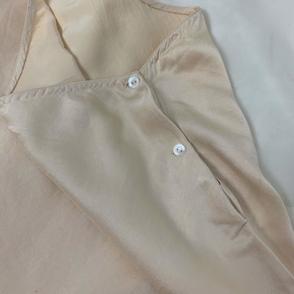 Vintage 1930's Tap Pants | Champagne Silk with Embroidered Crepe Appliqué | Size XS - Daggers & Dames