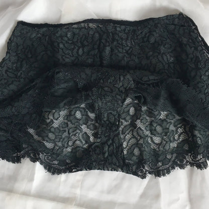 Vintage 1930's Tap Pants | Sheer Black & Gray Chantilly Lace with Shell Button | Size S - Daggers & Dames