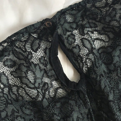 Vintage 1930's Tap Pants | Sheer Black & Gray Chantilly Lace with Shell Button | Size S - Daggers & Dames