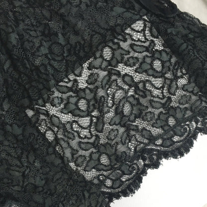 Vintage 1930's Tap Pants | Sheer Black & Gray Chantilly Lace with Shell Button | Size S - Daggers & Dames