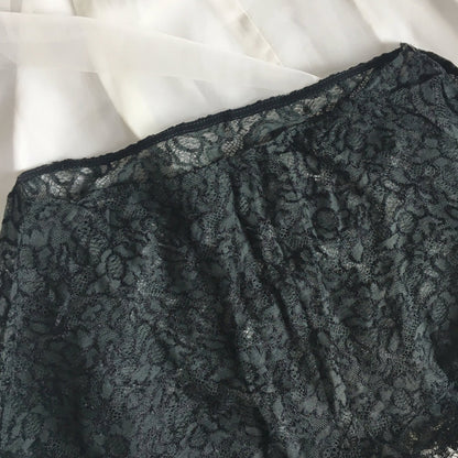 Vintage 1930's Tap Pants | Sheer Black & Gray Chantilly Lace with Shell Button | Size S - Daggers & Dames