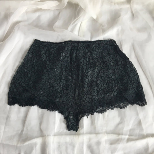 Vintage 1930's Tap Pants | Sheer Black & Gray Chantilly Lace with Shell Button | Size S - Daggers & Dames