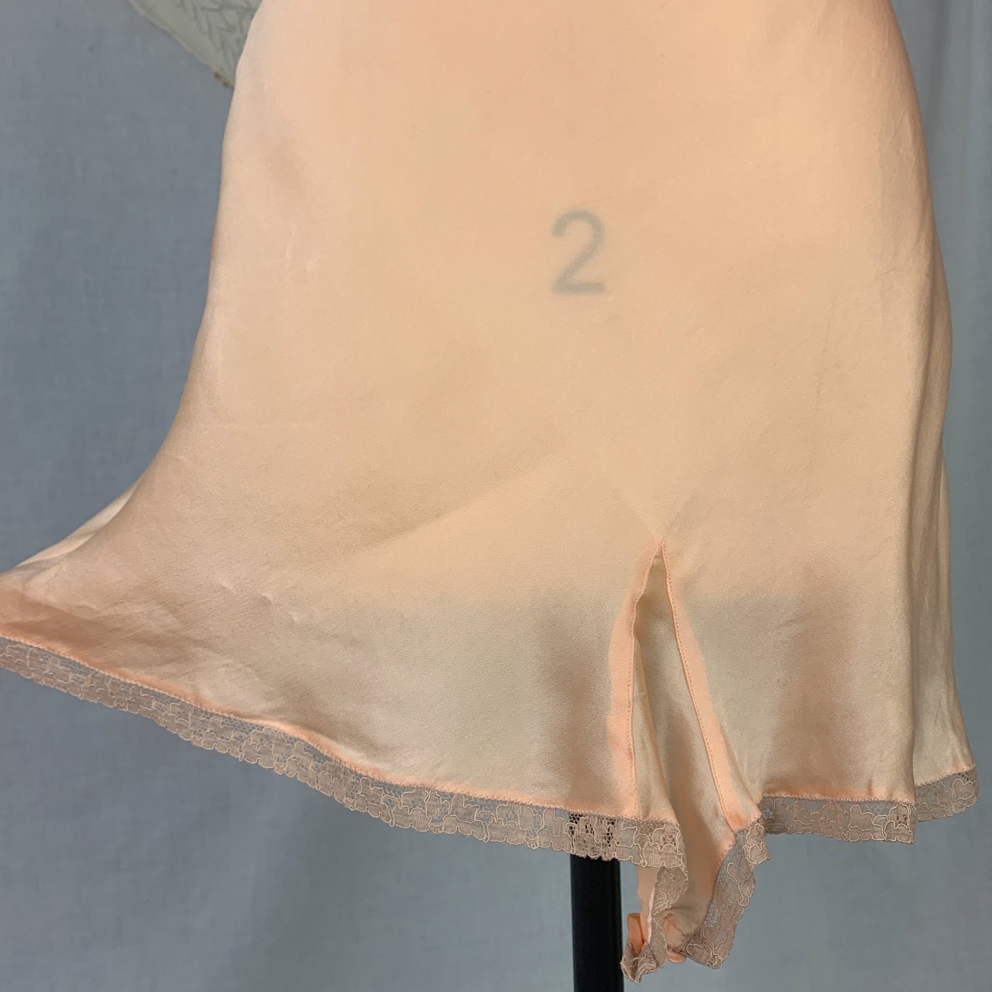 Vintage 1930's Teddy | Bold Apricot Silk with Taupe Floral Lace Appliqué | Size XS | Never Worn - Daggers & Dames
