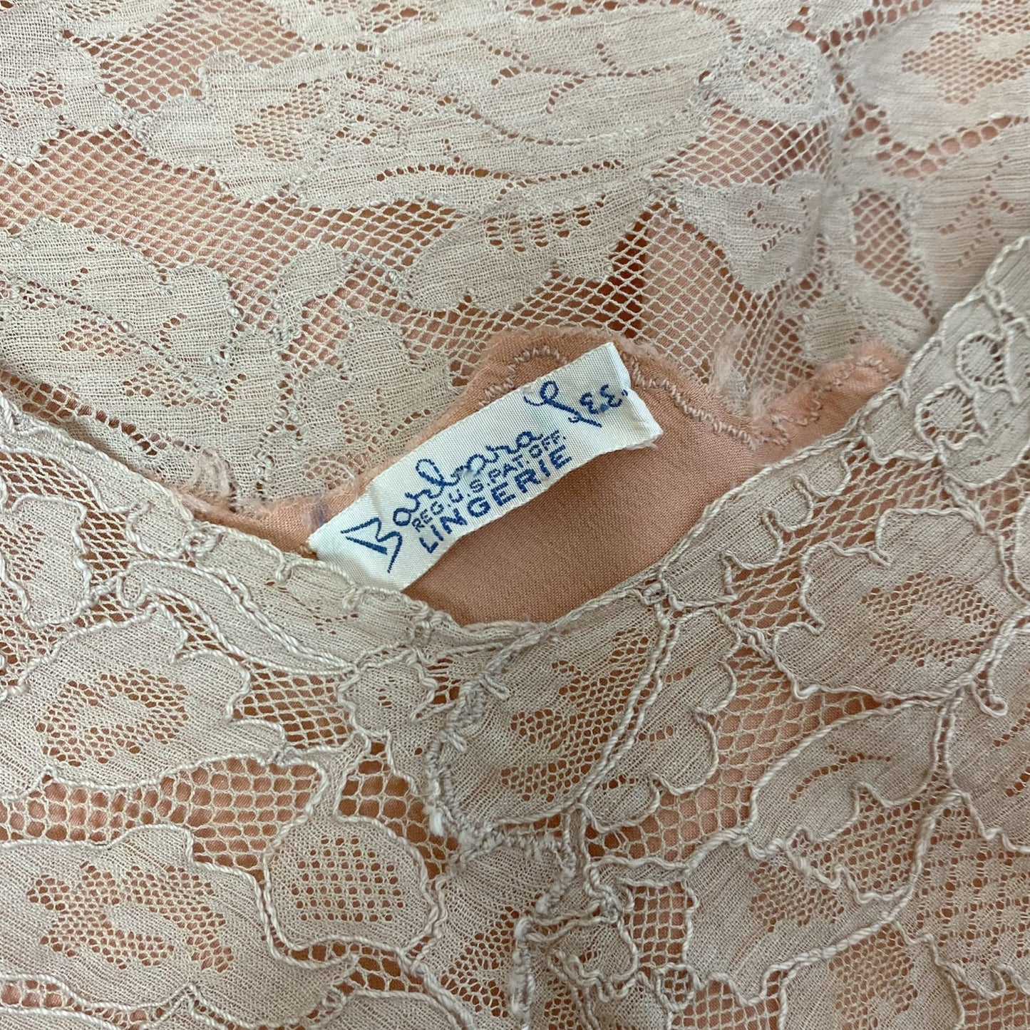 Vintage 1930's Teddy Chemise | Deep Coral Pink Silk Charmeuse with Nude Lace | Size 40-42 Bust, LG XL | Barbara Lee - Daggers & Dames