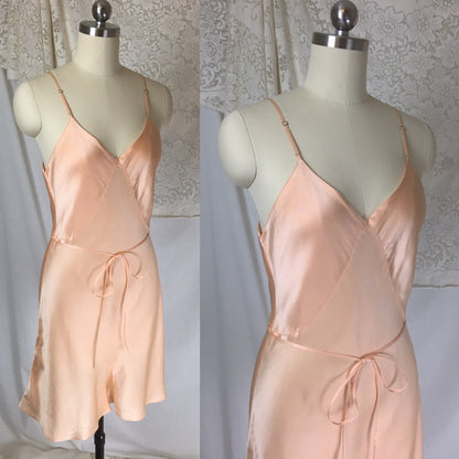 Vintage 1930's Teddy Romper | Rosy Peach Silk Charmeuse with Deep Bias Cut & Button Gusset | Size M, LG - Daggers & Dames