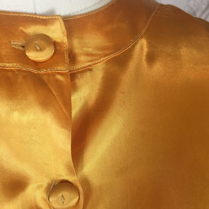 Vintage 1940's Beach Pajama Set | Size LG | Gold Rayon Satin Robe with Pajama Top & Palazzo Pants | Rothley - Maurice Rothschild - Daggers & Dames