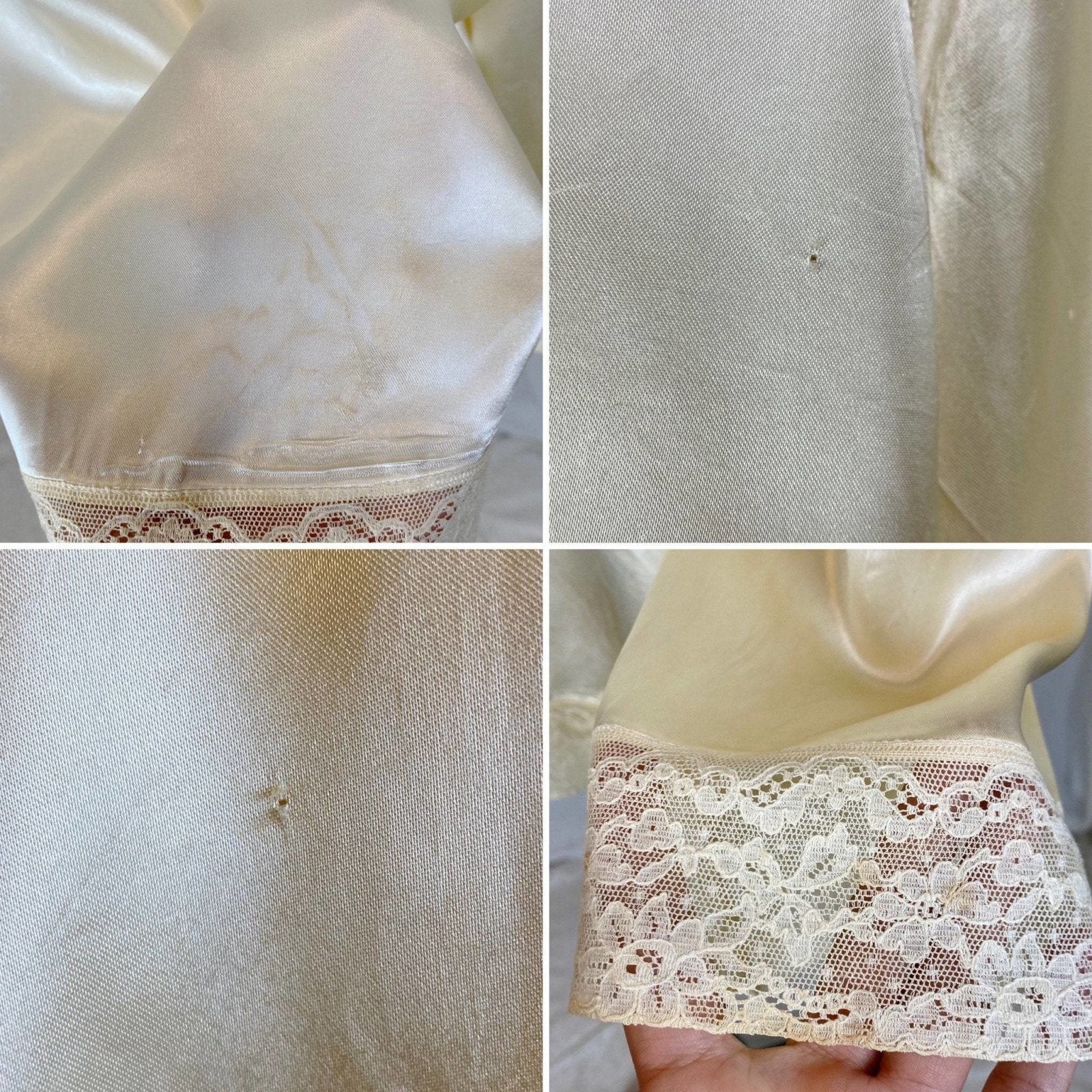 Vintage 1940's Bed Jacket | Warm Champagne Ivory Rayon Satin with Lace & Belled Sleeves | Size S, M - Daggers & Dames