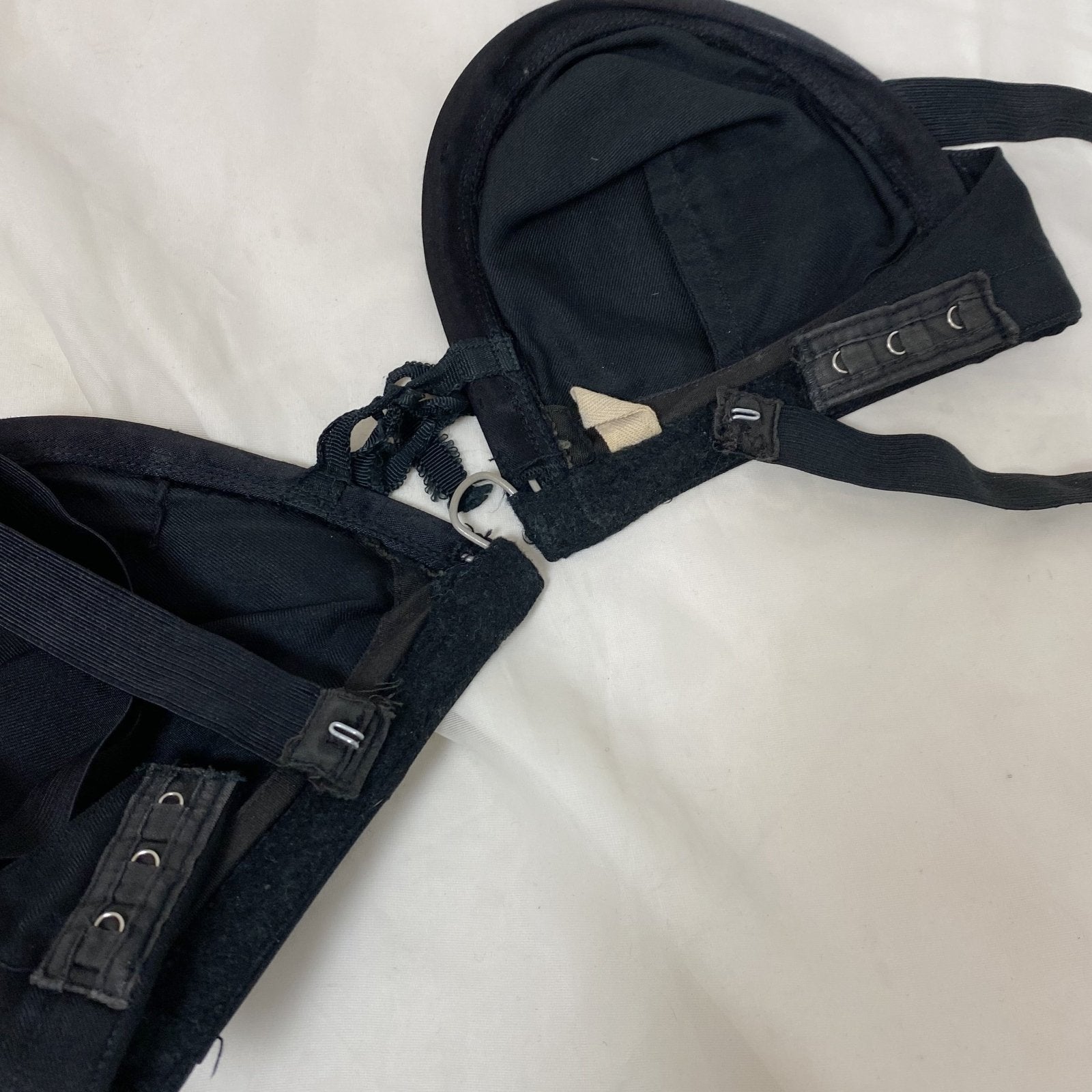 Vintage 1940's Bra | Black Silk with Overwire & Double Strap Back | Size 32 C, 34 B, 36 A - Daggers & Dames