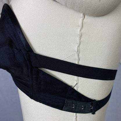 Vintage 1940's Bra | Black Silk with Overwire & Double Strap Back | Size 32 C, 34 B, 36 A - Daggers & Dames