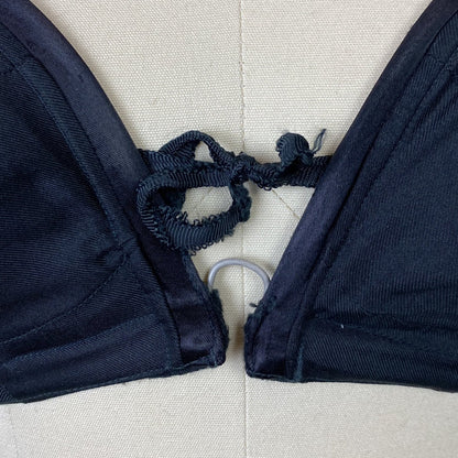 Vintage 1940's Bra | Black Silk with Overwire & Double Strap Back | Size 32 C, 34 B, 36 A - Daggers & Dames